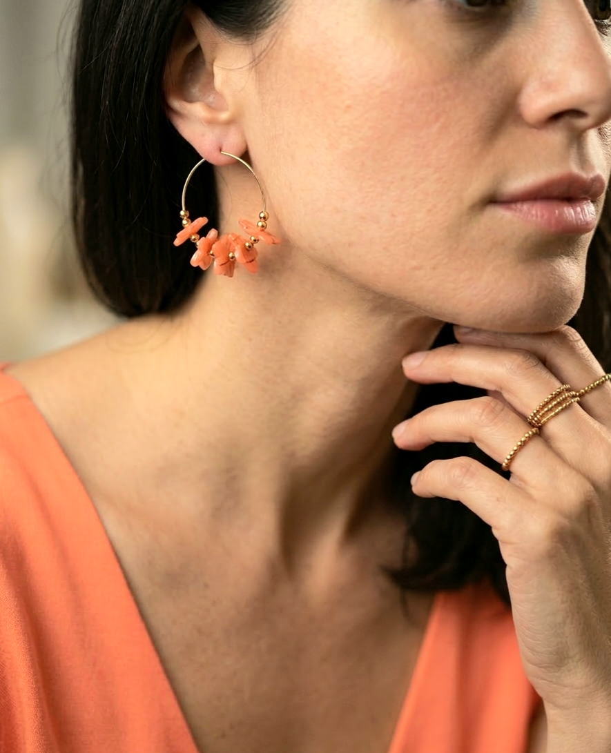 Boucles d'oreilles Marcela en corail