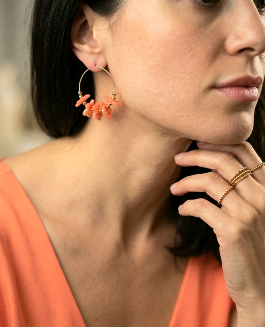 Boucles d'oreilles Marcela en corail