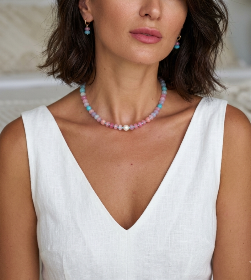 Combo Sorbet avec perle (Collier et BO)